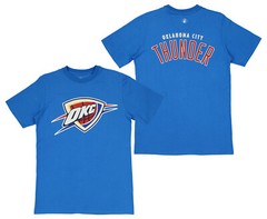 FISLL NBA Men’s Oklahoma City Thunder Team Color, Name and Logo Premium T-Shirt