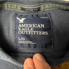 American Eagle Y2K Vintage Fit Graphic Thermal Distressed Varsity Applique L