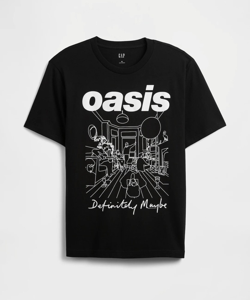 New Oasis Definitely Maybe Mens Medium Black Cotton Alt Rock Front And Back Tee