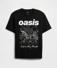 New Oasis Definitely Maybe Mens Medium Black Cotton Alt Rock Front And Back Tee