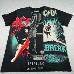 AC/DC Shirt Adult Large Black PPER UR 2000 Tour Rock Band Music Tour Mens Faded