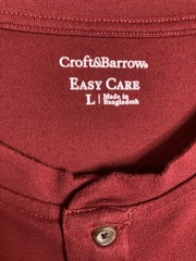 Croft & Barrow Long Sleeve Shirt Mens Size Large Red Button Henley Easy Care