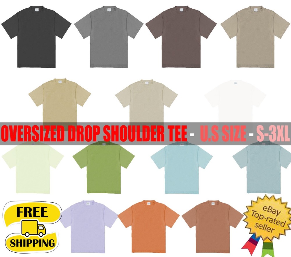 Mens Drop Shoulder T-Shirt Relaxed Fit Men’s Premium Soft Cotton Tee