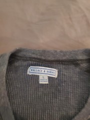Wallace And Barnes Mens Large Gray Waffle Long Sleeve Henley Shirt