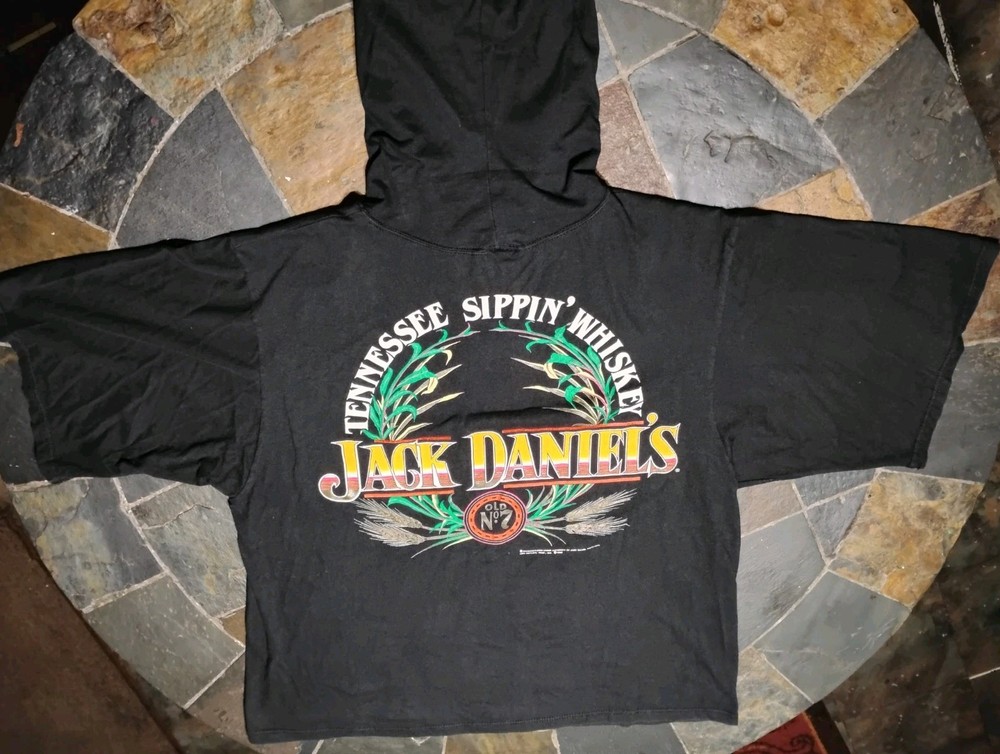 Vintage Jack Daniels 1989 Hooded Graphic T-shirt Mens LG Short Sleeve USA Made