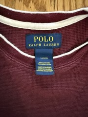Polo Ralph Lauren Men’s Waffle Thermal Long Sleeve Maroon Red Sleep Shirt Sz L