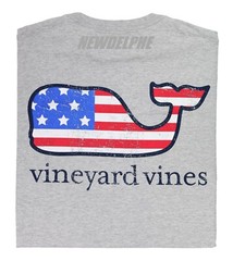 NWT Vineyard Vines Men SS Pocket Crew Tee T-Shirt “SS DISTRESSED FLAG WHALE”
