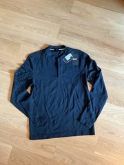 BOSS Hugo Boss Slim Fit Ribbed Henley Shirt Dark Blue Size M