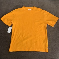 Mode of One Mens S Textured T-Shirt Short-Sleeve Relaxed-Fit Crinkle Orange NWOT