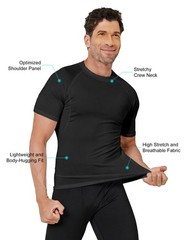 4 Pack Men’s Compression Shirts Short Sleeve Cool Dry Workout T-Shirt Undersh…
