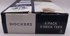 NEW MENS “DOCKERS 4 PACK 100% PREMIUM COTTON V NECK LOGO T SHIRTS TEES” Open Box