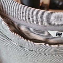 Uniqlo AIRism Men’s Cotton Blend Knit Striped Crew Neck T-Shirt Gray 3XL
