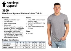 Next Level Apparel Unisex Premium Plain Super Soft Fit T-Shirt 3600