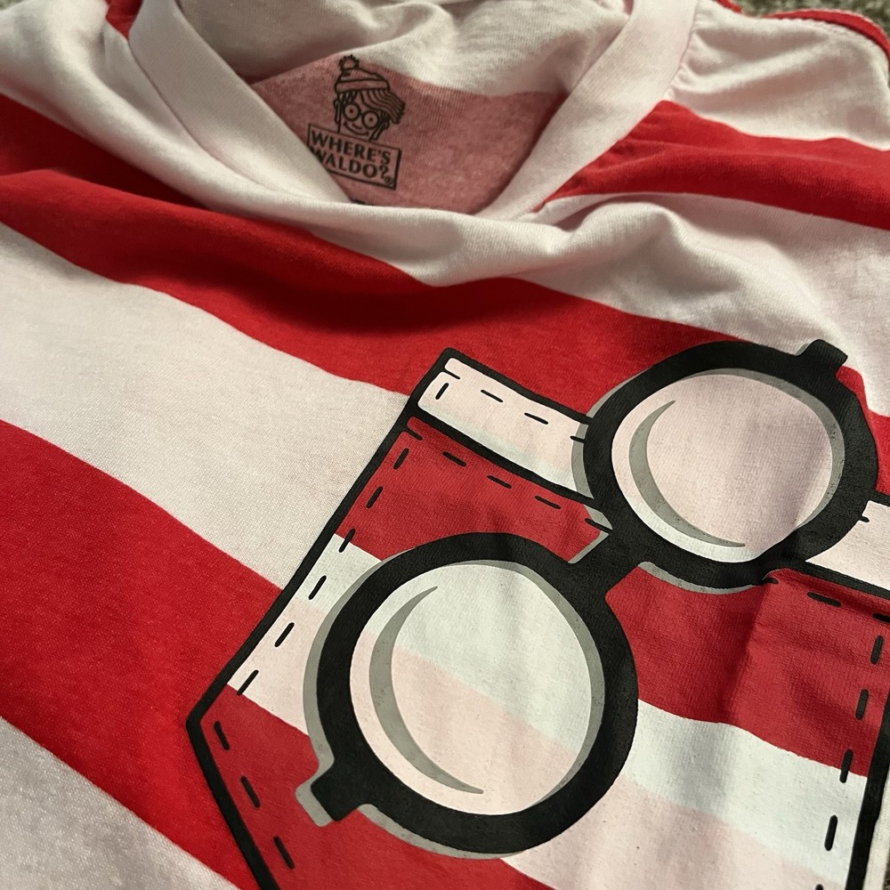 Where’s Waldo Striped T-Shirt Unisex XXL Costume Faux Pocket Cosplay Novelty