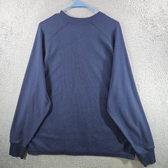 LL Bean Mens XXL Henley Shirt Navy Blue Cotton Waffle Knit Long Sleeve