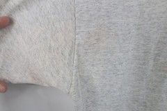 Vtg 90s Hanes Heavyweight Mens Large Distressed Blank T-Shirt Heather Gray USA