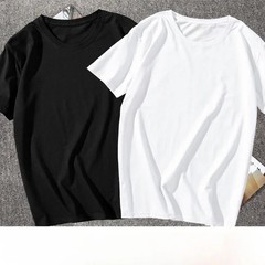 Men’s 100% Cotton Solid T-Shirts, Short Sleeve, White Black Fashion Trend