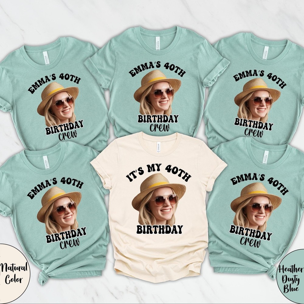 Custom Birthday Crew Shirts Personalized Photo Party Tees