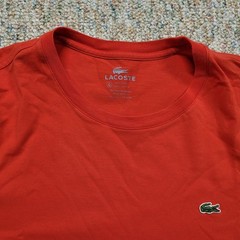 Lacoste Shirt Mens Size 6 XL Red Short Sleeve Cotton Logo Tee Preppy Casual