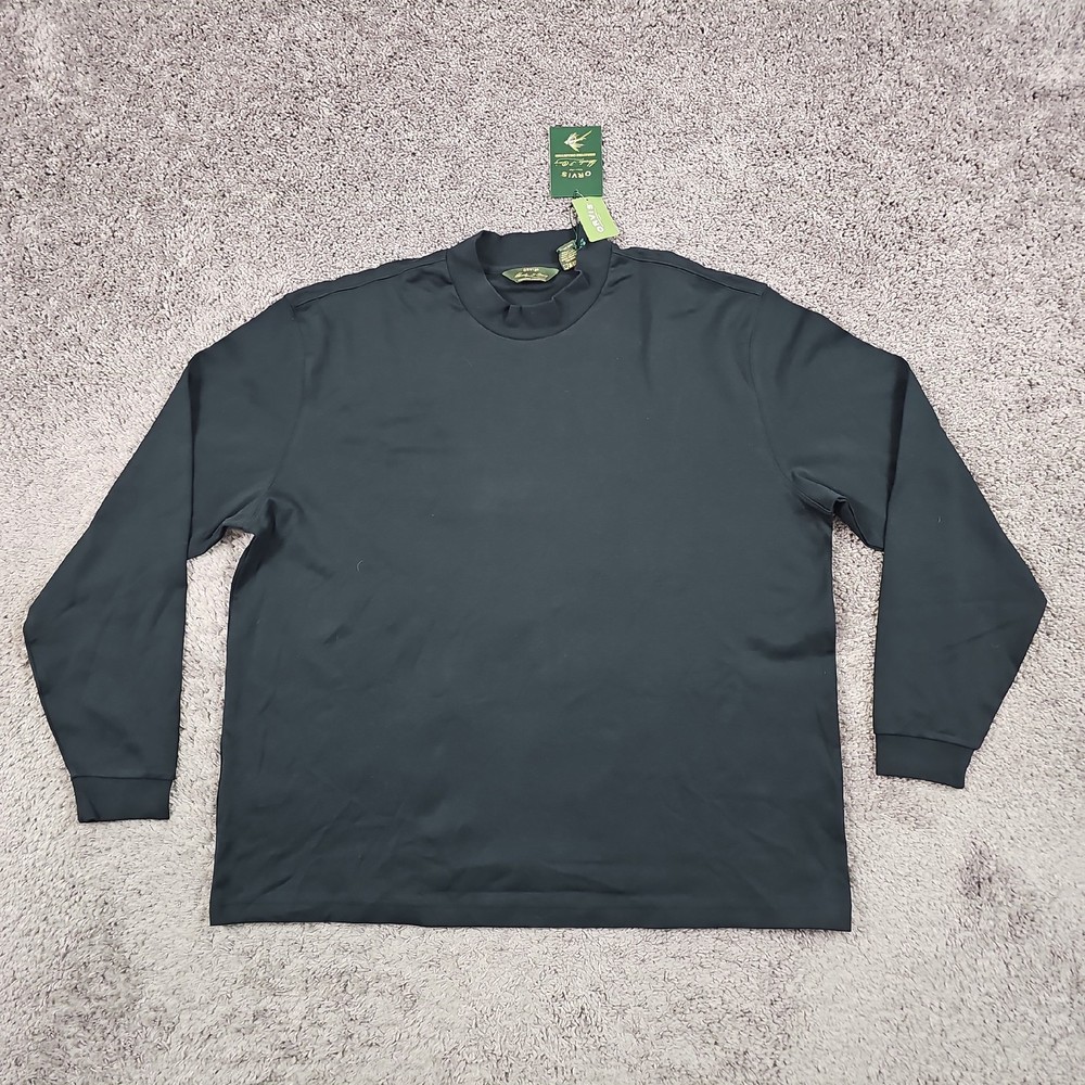Orvis Shirt Mens 2XL Black Pima Cotton Long Sleeve Mock Neck Signature Peru