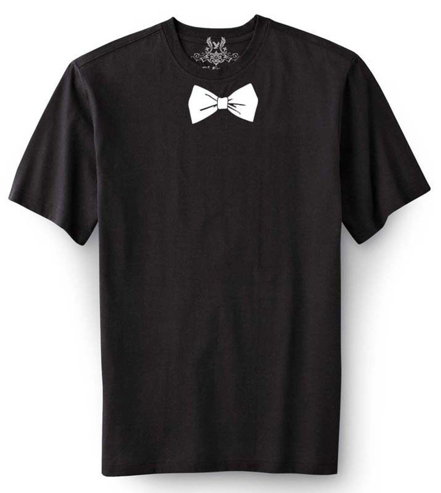 NW MEN’S PRINTED NECKTIE “BOW TIE” FUNNY HIPSTER T-SHIRT S M L XL 2XL 3X 4XL 5XL
