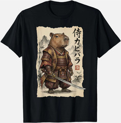 Samurai Capybara Japanese Art Vintage Graphic Funny Animal unisex T-Shirt