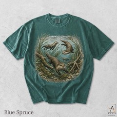 Vintage River Otter Shirt Retro Wildlife Nature Lover Outdoor Unisex Graphic Tee