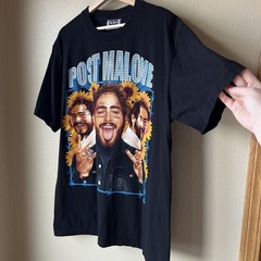 Post Malone T-Shirt Unisex XL Black Sunflower Posty Double Sided RARE The Roxx