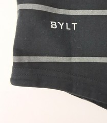 Bylt Basics T-Shirt Mens Size XXL Drop Cut V-Neck Gray Striped Lux Short Sleeve