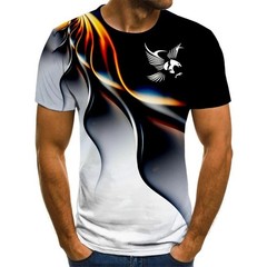 Men Eagle 3D Print T-Shirt Oversized Harajuku Streetwear Casual Tee