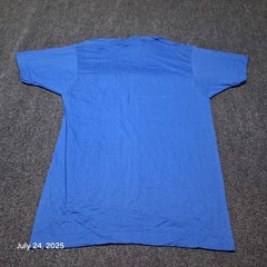 Vintage Walmart Single Stitch Plain Blank Pocket T Shirt Blue Size Small