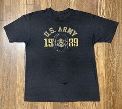 Vintage 80s US Army Single Stitch Shirt Military Camp Minnesota 1989 Distressed