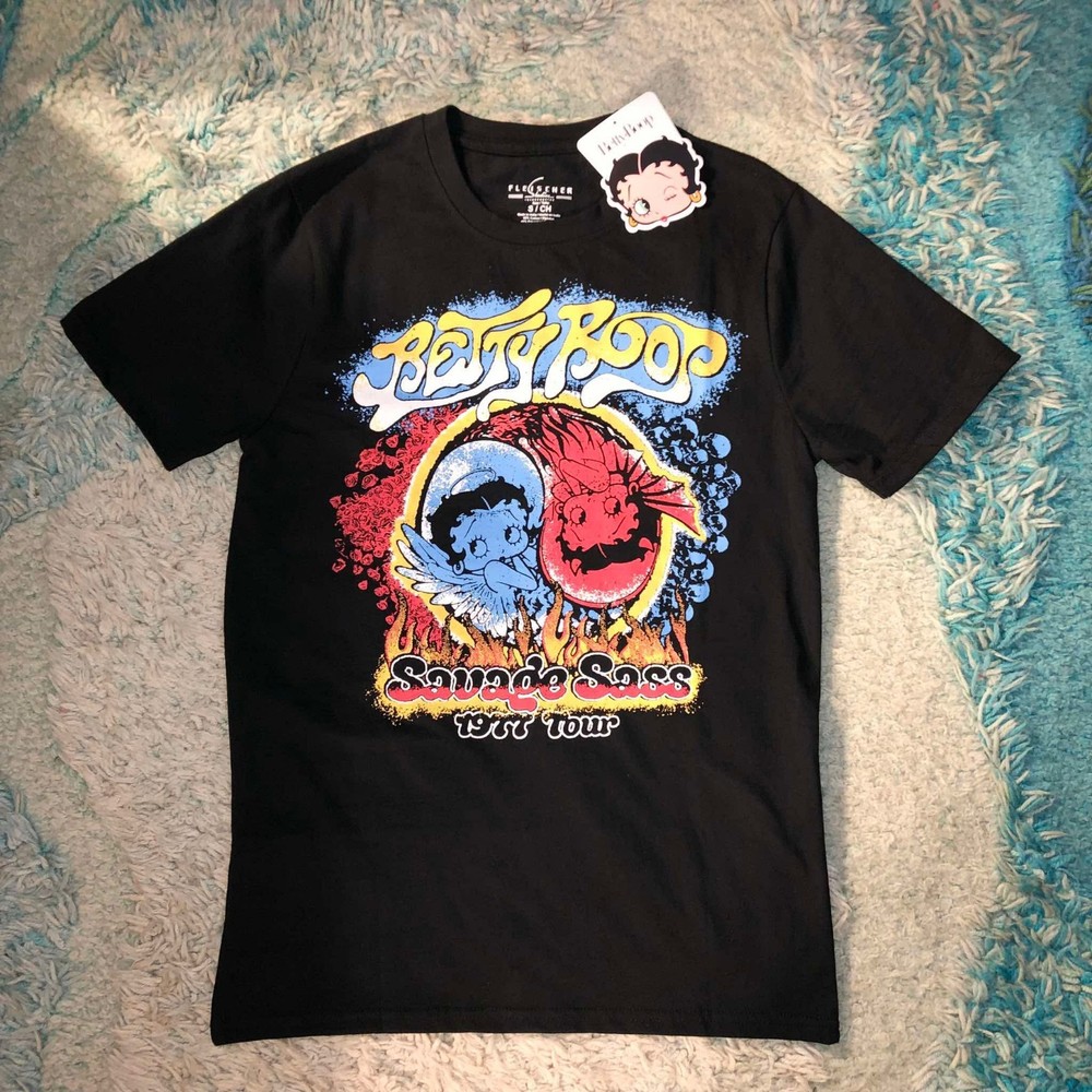 Fleischer Studios Betty Boop Savage Sass 1997 Tour Black Graphic Tee S