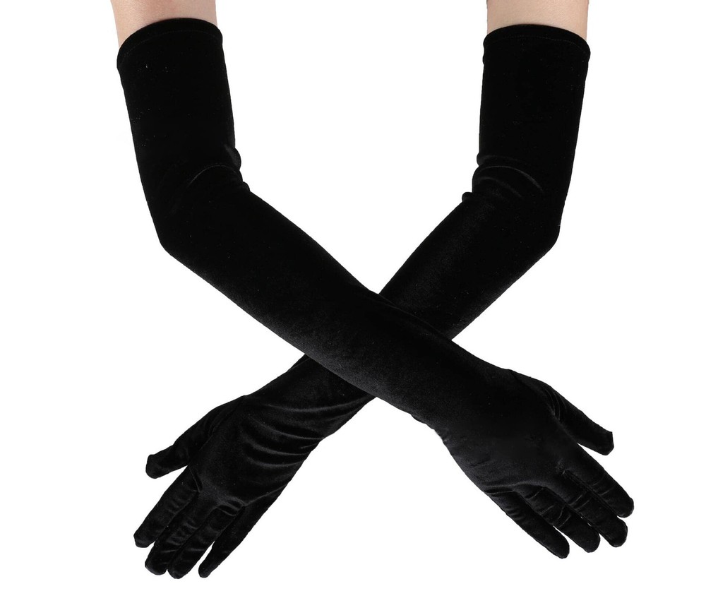INOGIH 1920s Velvet Gloves Opera Long 20s Gatsby Flapper Gloves for Women