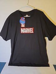 Marvel Men’s T shirt Size XL Black Logo Glossy Red New With Tags