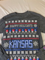 Champion Kansas KU Jayhawks University Mens Small Happy Holiday Tee T Shirt