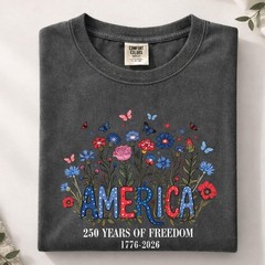 America 250 Wildflower Shirt Floral Independence Day Comfort Colors Tee