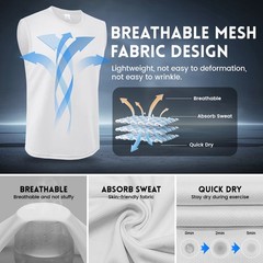3X Men’s Quick Dry Tank Top Sleeveless Shirts Gym Workout Fitness Sports Running