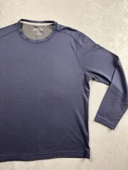 Orvis Crewneck Pullover Shirt Mens Medium Navy Long Sleeve Casual