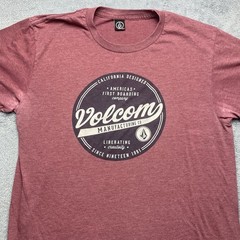 Volcom T-Shirt Mens Sz Medium Maroon Short Sleeve Graphic Logo Surf Skate Snow