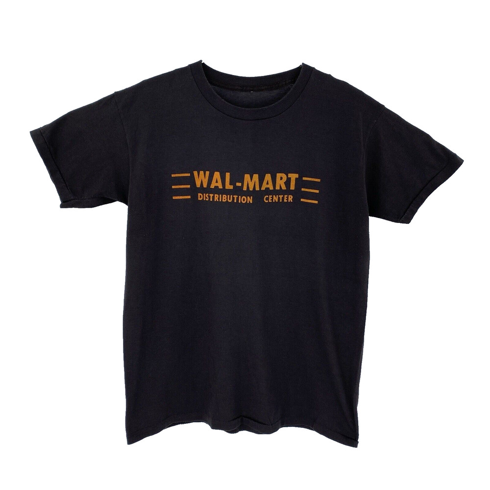 Mens Medium 80s-90s Vintage WALMART Single Stitch Thin Fabric T-Shirt Black Grey