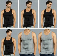 3-12 Men’s 100% Cotton Tank Top A-Shirt Wife-Beater Undershirt Black Gray S-3XL