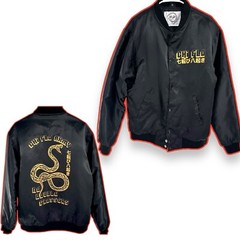 CHI FLO Army Rattlesnake Black Satin Bomber Jacket Adult Size XL Chicago Street