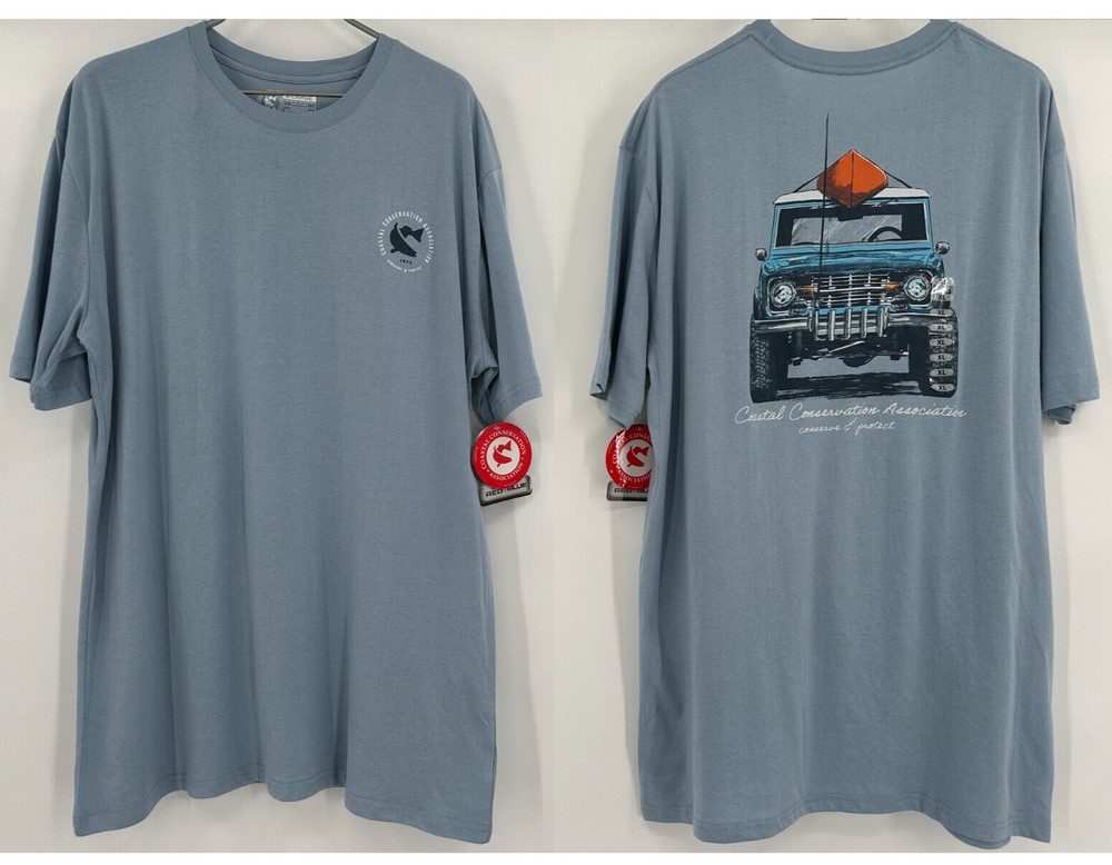 CCA Bronco Fishing Rig Short Sleeve T-Shirt Blue XL Men’s Coastal Conservation