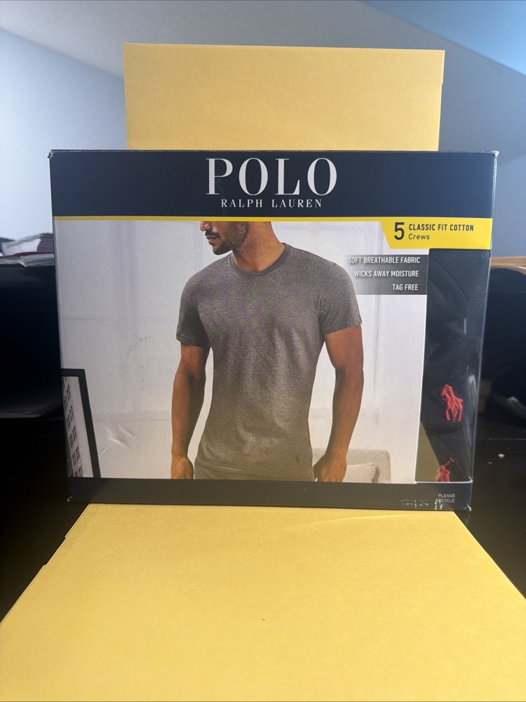 Polo Ralph Lauren Classic Fit Cotton Crew Neck T-Shirts 5-Pack black Size L