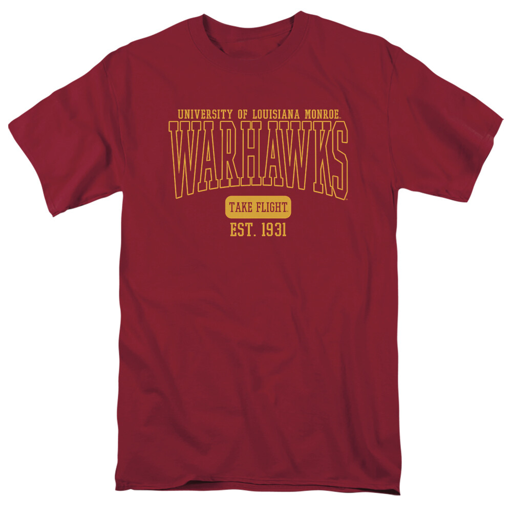 University of Louisiana Monroe Adult T-Shirt Est. Date, Garnet, S-3XL