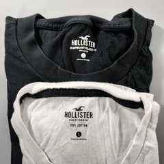 Hollister Lot of 2 Black White Crew Neck Pull On Long Sleeve T-shirts Mens Sz S