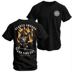 Firefighter Skull Graphic Tee Cotton Shirt for Everyday Wear Gift Ideal