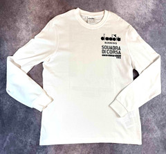 Diadora Long Sleeve T Shirt Mens XS White Graphic Crewneck Squadra Di Corsa