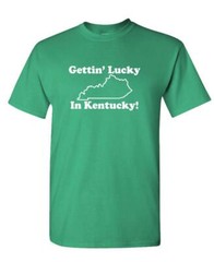 Gettin Lucky In Kentucky – classic hipster humor – Unisex Cotton T-Shirt Shirt
